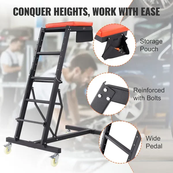 VEVOR 최고급 자동차 크리퍼, 높이 조절 가능한 엔진 크리퍼 (45.7'~66.3'), 400파운드(181kg) 하중, 4개의 회전 캐스터