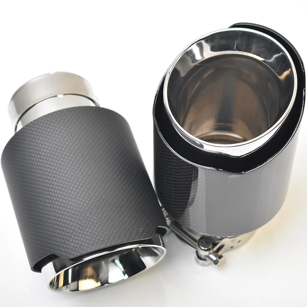 

1PC Bevel Edge Exhaust Pipe Shinny Bright Fiber Carbon Car Muffler Tip Modification Nozzles Tails Without Logo