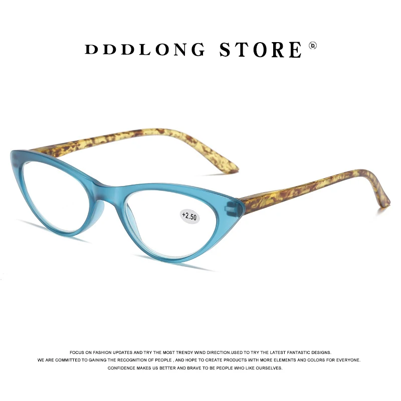 

DDDLONG Reading Glasses Women Cat Eye Diopter Hyperopia Farsighted Gift Presbyopic Eyeglasses Men +1.0 1.5 2.0 2.5 D224