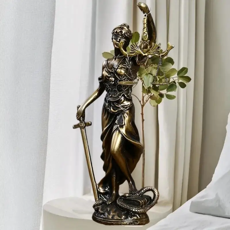 △ 1Pcs Living Room Office Desk Decoration European Style Creative Retro Home Imitation Copper Goddess Of Justice Ornament