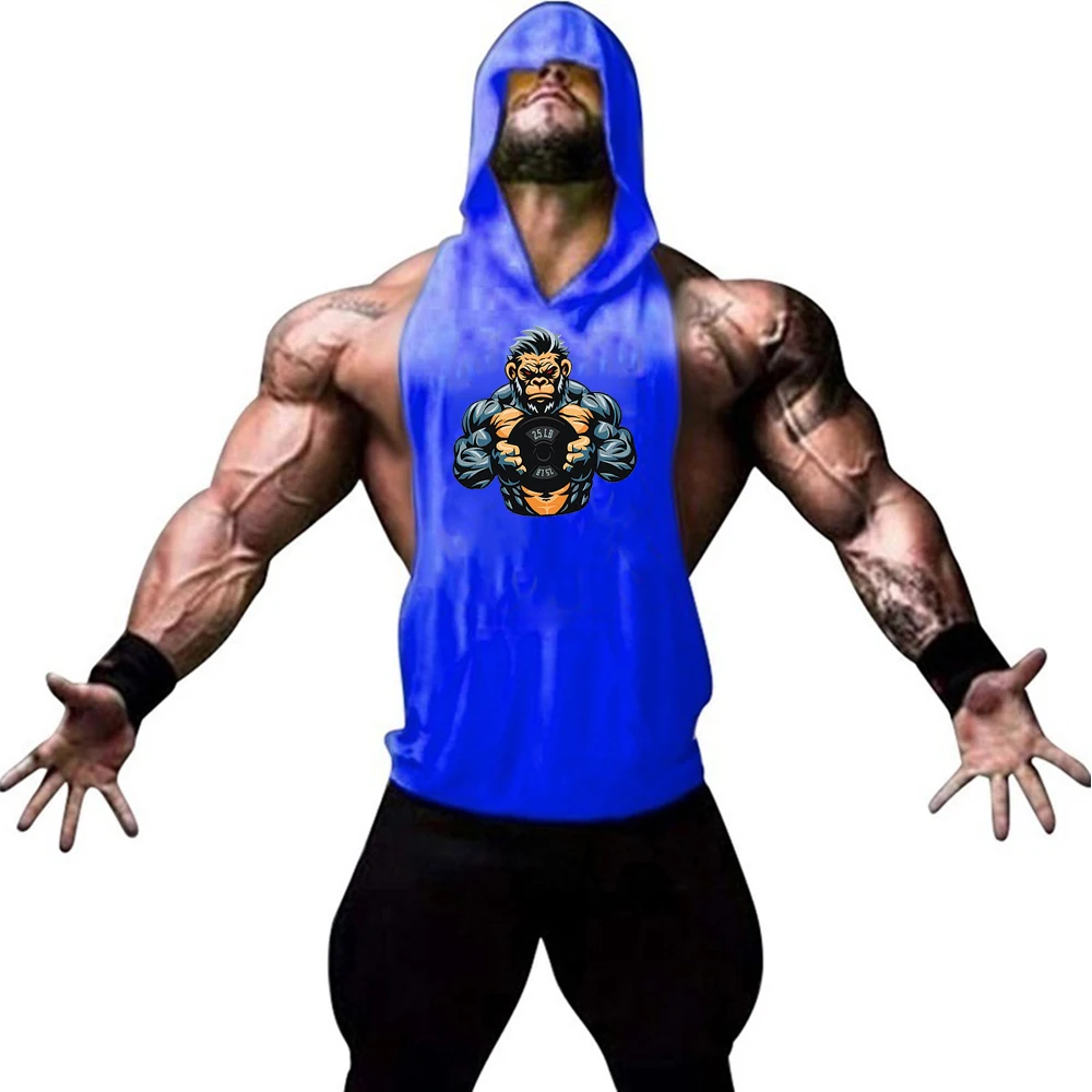 2023 New Men Bodybuilding Hoody shirt Cotton Tank top Gym Fitness Hoodie No Pain No Gain Vest Male Workout Sportswear Stringers