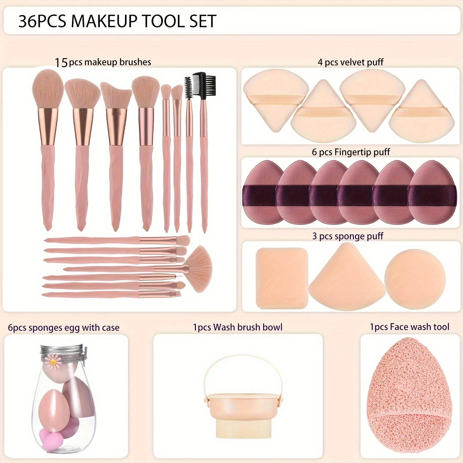 Amazon Same Makeup Brush High Quality Synthetic Foundation Brush Makeup Sponge Powder Puff Cleaning Tool Makeup Tool Large Set