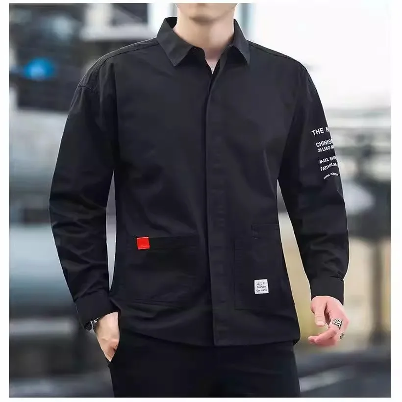 Hommes décontracté Long Sve irt printemps automne résistant à l'usure résistant à la saleté coupe ample vêtements de travail classique Sle fibre de Polyester