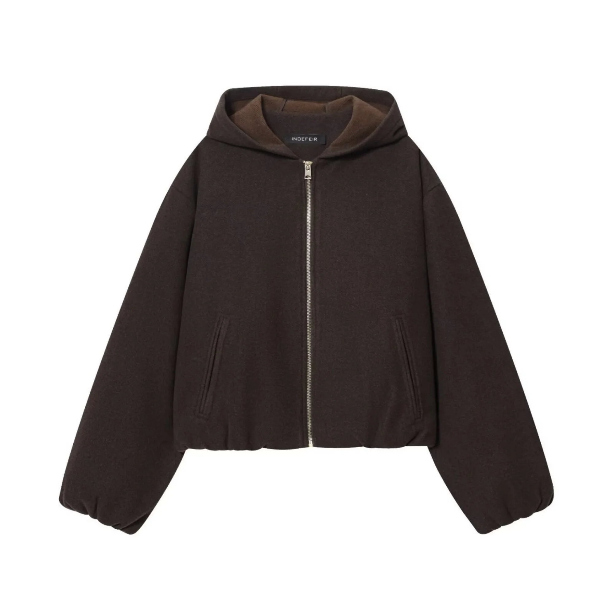 

Women Spring Autumn New Hooded Jacket female Coffee solid Long Sleeve Zipper Open Short Coat lady Sports Leisure Coat streetwear