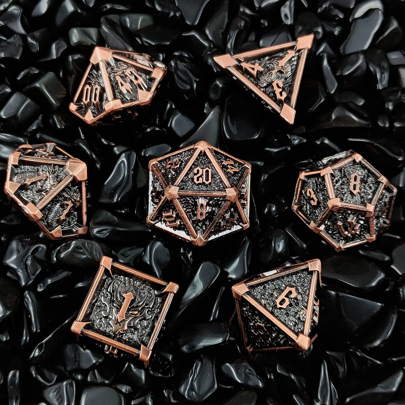 

7Pcs DND Dice Set Star Angle Solid Metal Dice for Board Game D&D Dice for Dungeons and Dragons Dragon D6~D20