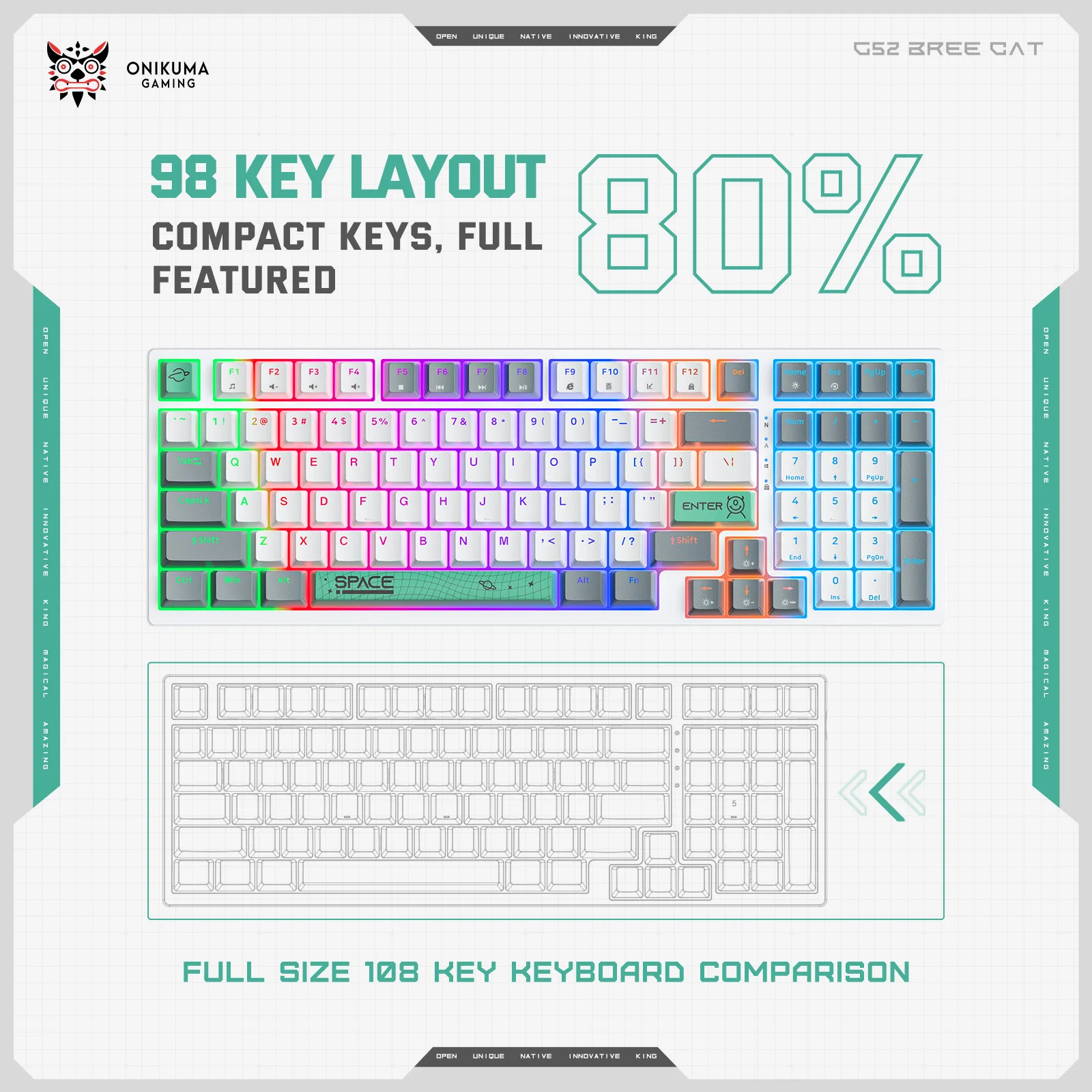 ONIKUMA G38 Keyboard 98Keys Wi - Pc Gaming Pink ulasan dan harga