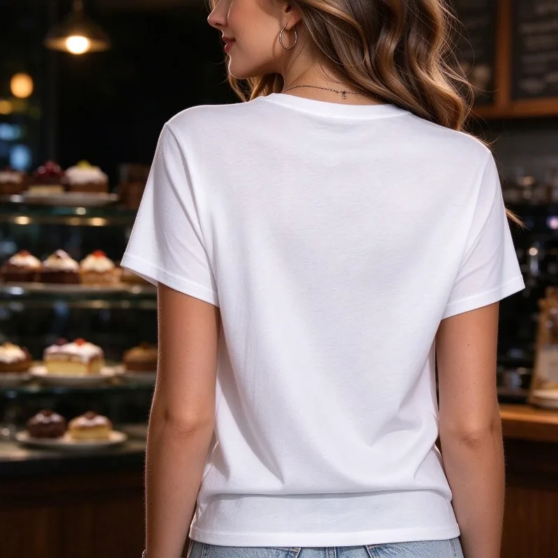 Coffee Bagel Dessert Modal Women T-Shirt Turkish Coffee Cup Cake Print Casual Foodie Summer Breakfast Tee
