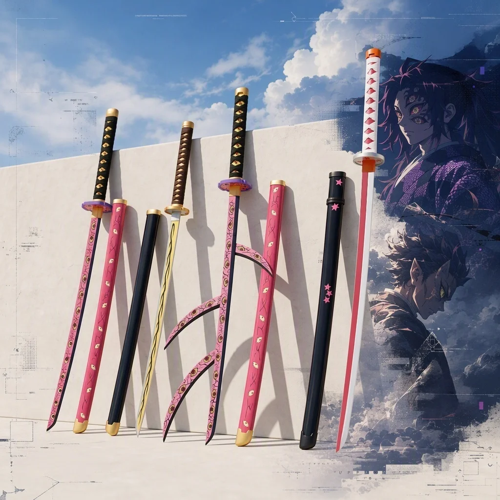 40inch Demon Slayer Agatsuma Zenitsu Katana Anime Cosplay Prop Sword Ninja Knife Blade Sabre Japanese 1:1 Scale Plastic Toy Gift