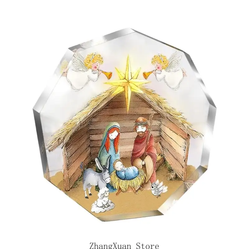 Acryl-Krippe, Desktop-Dekoration, Krippenornament für Tafelaufsätze, christliches religiöses Geschenk für Familien, 3 x – Detail 9