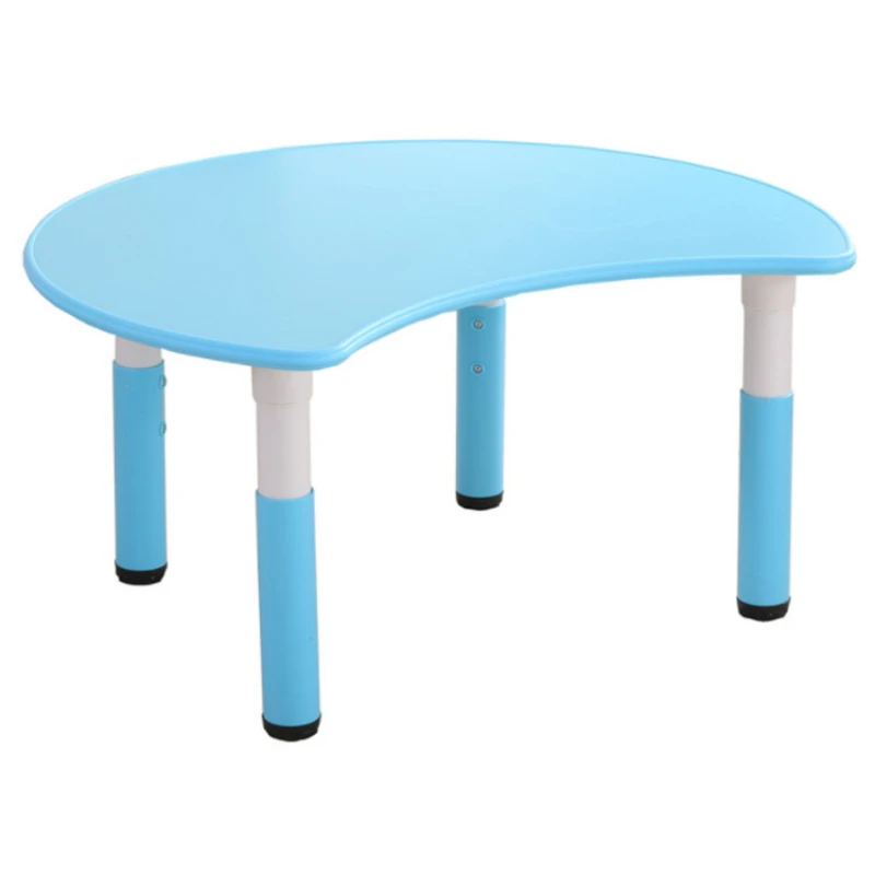 Elevatable moon shaped kindergarten learning table and chair set household children's fireproof board game table