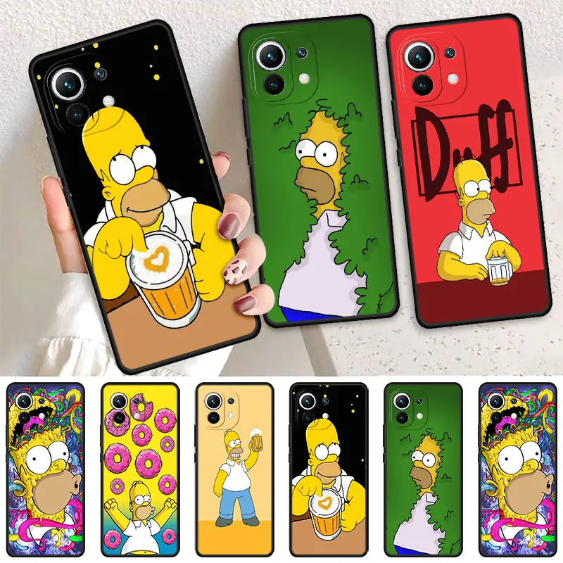 Homer The Simpsons Case For Xiaomi Mi Poco X3 NFC 11 Lite 11T Pro X4 10T 12 9T M3 F1 C40 X5 M5 F5 F3 Black Soft Phone Cover Capa