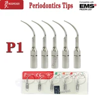 Puntas de escalador Dental Woodpecker originales, puntas de escalado P1, punta de periodoncia compatible con EMS y Mectron, pieza de mano de escalador ultrasónico, 5 uds.