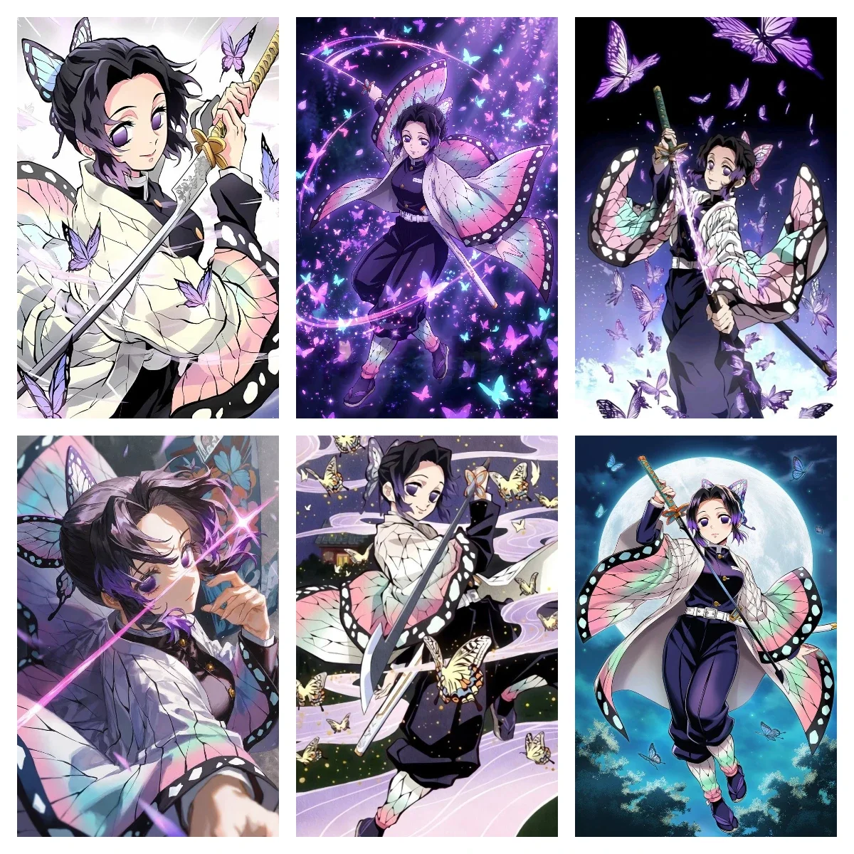 DIY DIY Demon Slayer Shinobu Kocho Butterfly Anime Portrait Diamond Painting Modern Wall Decoration for Living Room and Bedroom