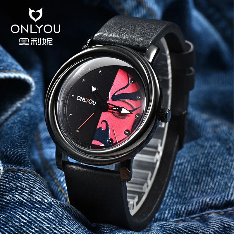 Onlyou stile cinese cartone animato anime marchio moda casual cool studente tendenza luce notturna orologio al quarzo impermeabile modello da uomo