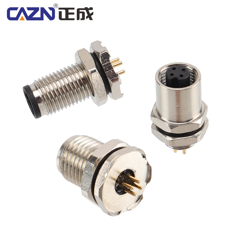 M5 Sensor Connector 3/4 Pin Male/Female Waterproof IP67 Automation PCB Front Mount Socket Plug for Electronic Components