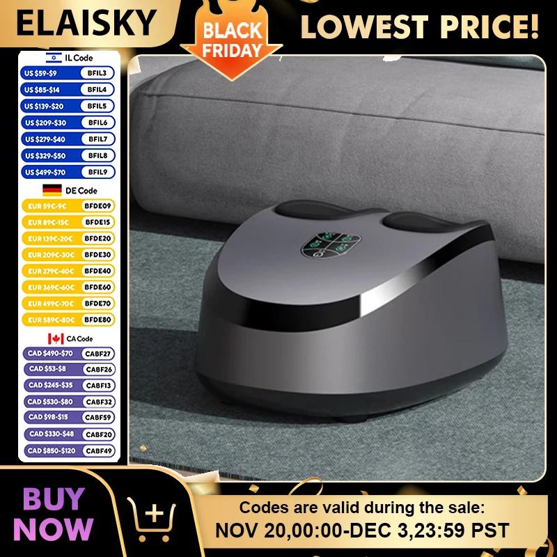 

Foot Massager Air Pressure Electric Fully Automatic Foot Massager Sole Heating Compression Shiatsu Kneading Roller Relaxation