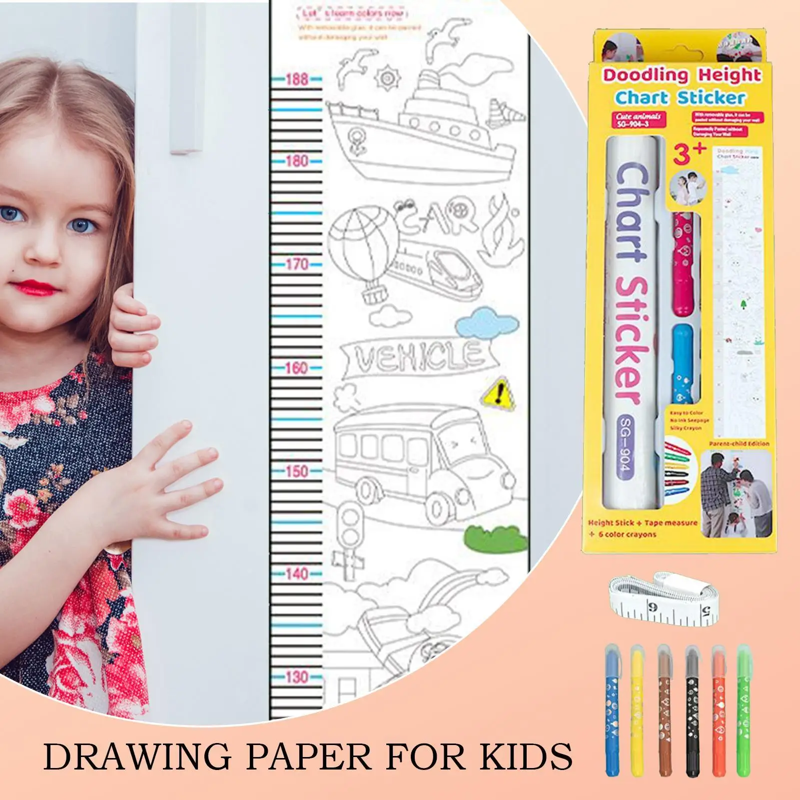 Таблица высоты для стены, наклейка высоты, декоративный инструмент для измерения роста, протираемый для детской спальни, классной комнаты