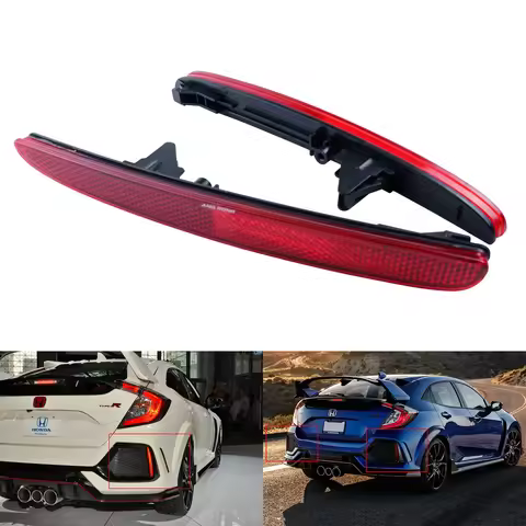 ANGRONG 1 Pair Red Lens Rear Bumper Reflector No Light For Honda Civic X FK FC HB Type R 2016+