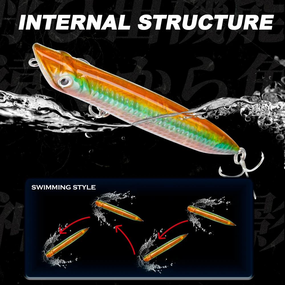 Hunthouse SLAP WALKER Bleistift-Angelköder, schwimmende Oberfläche, 110 mm, 125 mm, harter Köder, Popper, Topwater WTD, Salzwasser-Barsch-Fischgerät