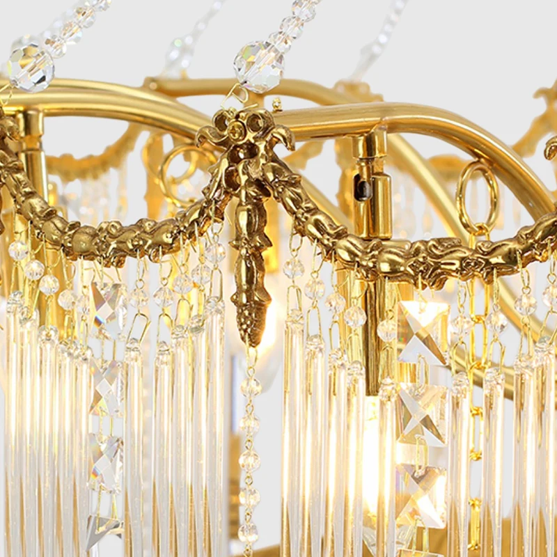 European Rococo Luxury Crystal Brass Villa Large Chandelier Duplex Lobby Wedding Decor Pendant Light