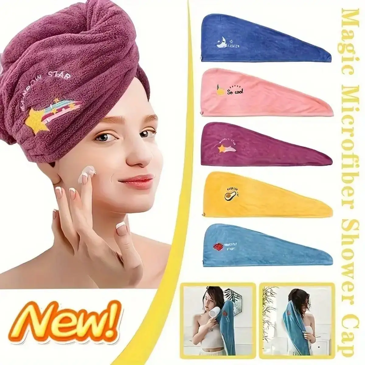 1pc Magic Microfiber Hair Drying Towel, Quick Dry Shower Cap Turban for Women and Girls, Soft Polyester Fiber Bath Hat