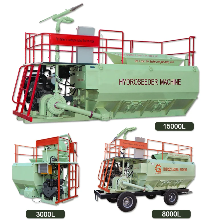Hydroseeding Machine para Diesel Engine, Hydro Mulcher, High-way Slope Greening Machine, 3000L, 8000L, 15000L