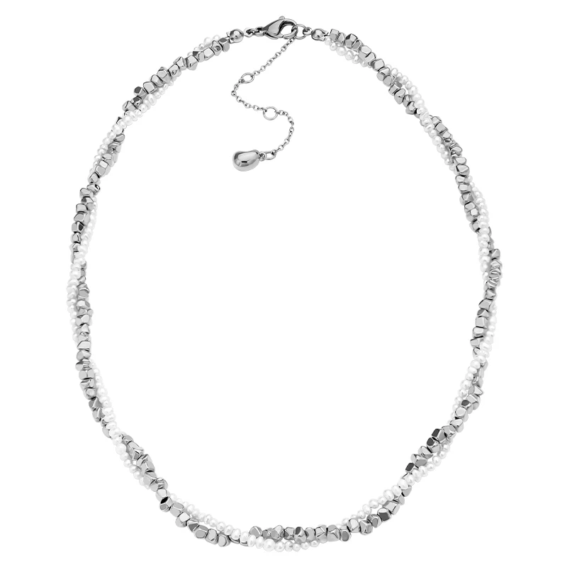 VAROLE Twist Chunky Necklace Women Fresh Water Pearl and Gold Color Beads Chain Choker Fashion Jewelry Gifts Collar