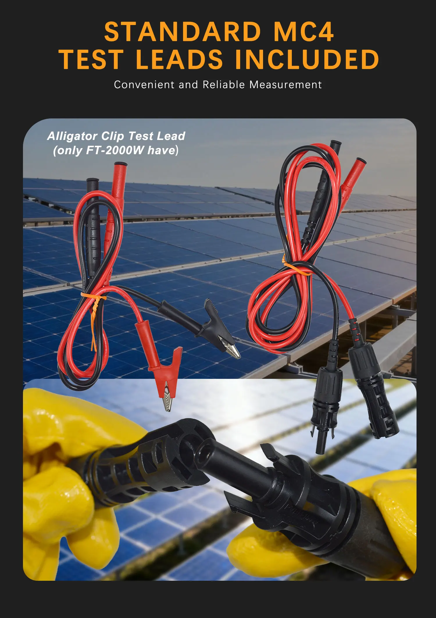 ZIBOO FT-2000W Solarpanel-Tester, MPPT-Messgerät, offener Stromkreis, Spannung und Kurzschluss, mit Hintergrundbeleuchtung und Datenspeicherung, FT-1000 W. – Detail 7