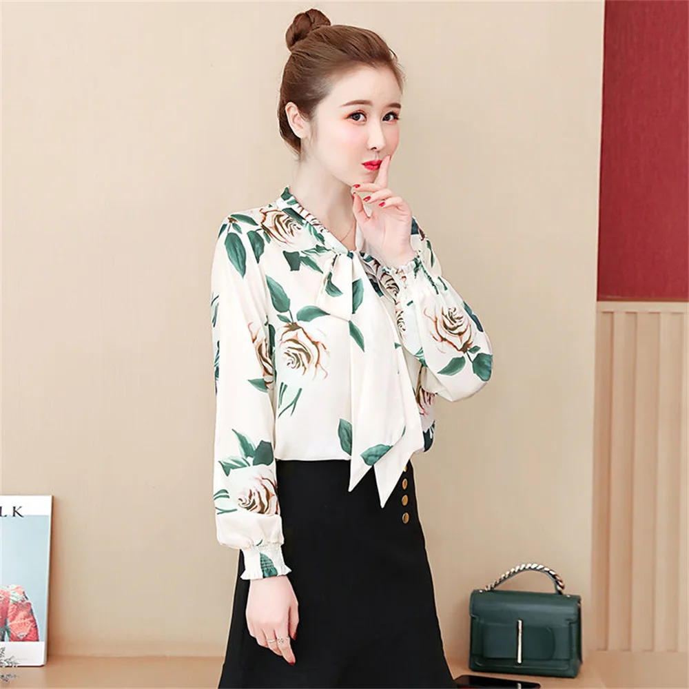 Lace Spliced Fashion Solid Chiffon Blouses Women's Clothing New Commute All-match Female Beading Long Sleeve Scarf Collar Shirt