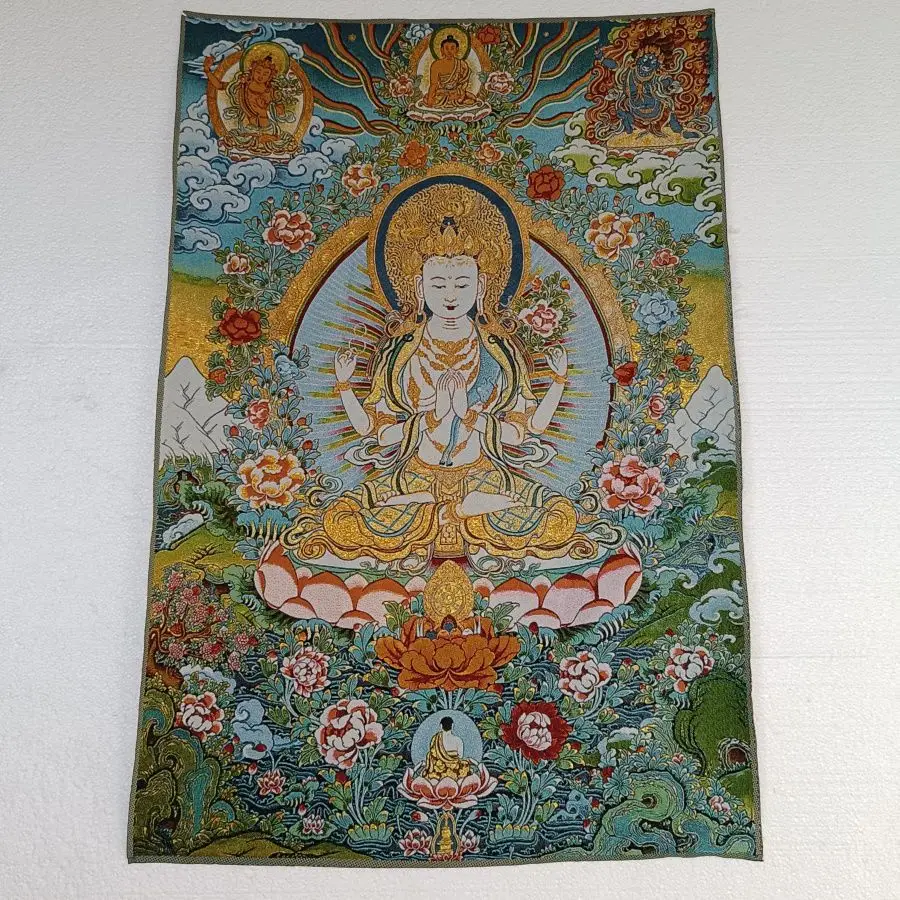 Tibet Tibetan Cloth Silk Lotus multi-armed guanyin Thangka Tangka Embroidery Painting