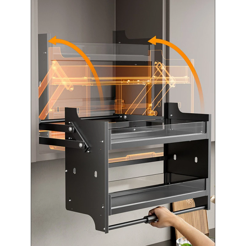 Kitchen hanging cabinet lift seasoning pull basket pull-down cabinet upper cabinet lift slow