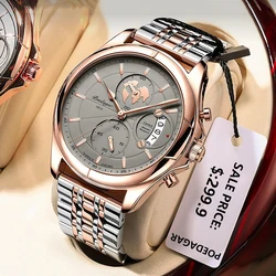 POEDAGAR Sport Chronograph Quartz Watch Stainless Steel Waterproof Date Mens Watches Top Brand Luxury Watch Relogio Masculino