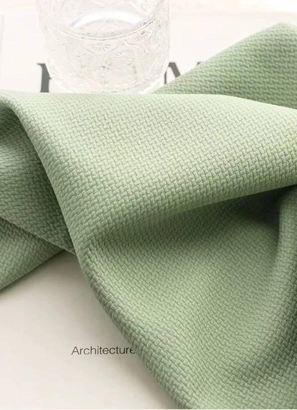 New French Matcha Color Thickened Double-sided Cotton and Linen Blackout Curtains Living Room Bedroom Curtains