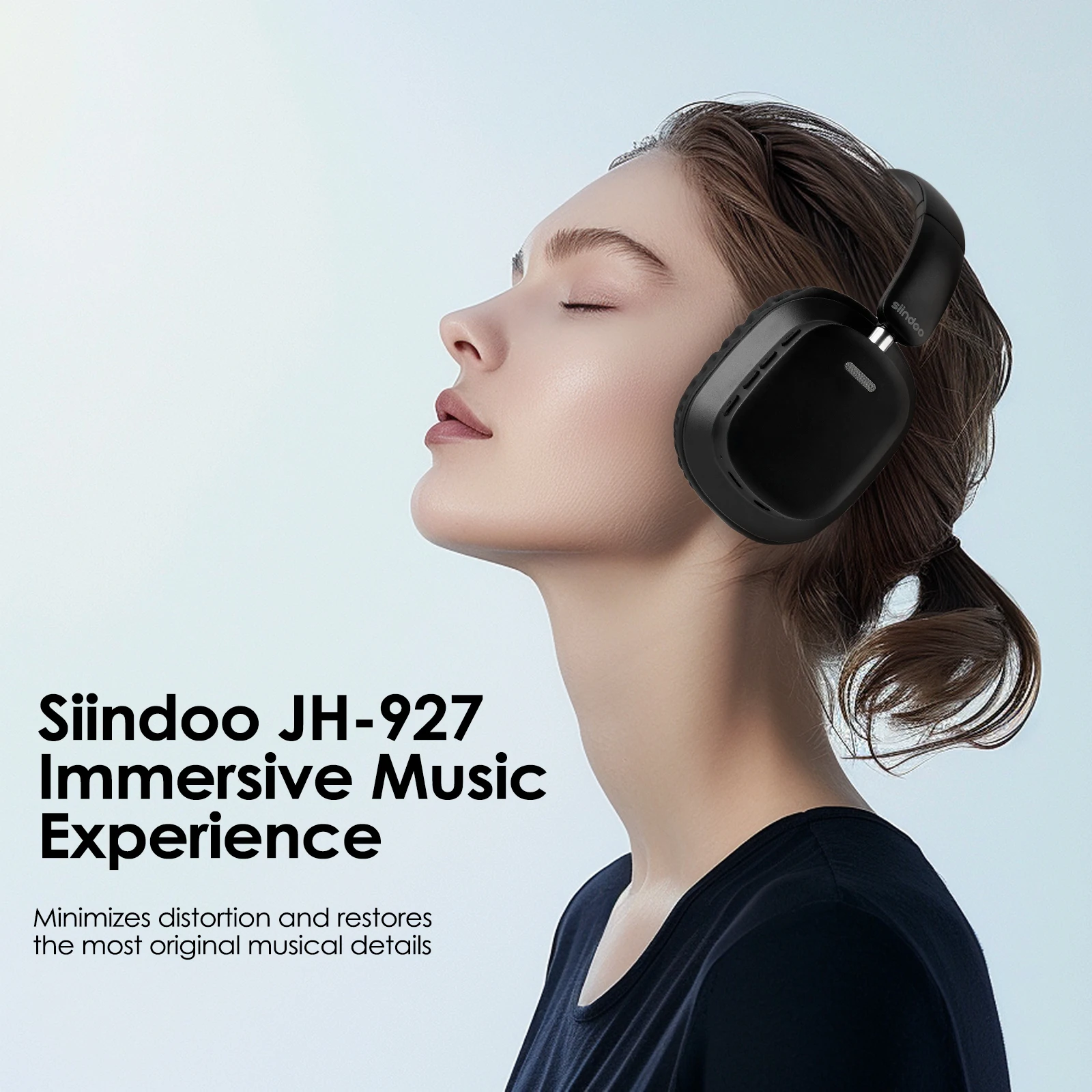 Siindoo JH-927 Wireless Headphones Over Ear, 65 Hours Playtime Bluetooth Headphones with Mic,Foldable Lightweight Headset for PC