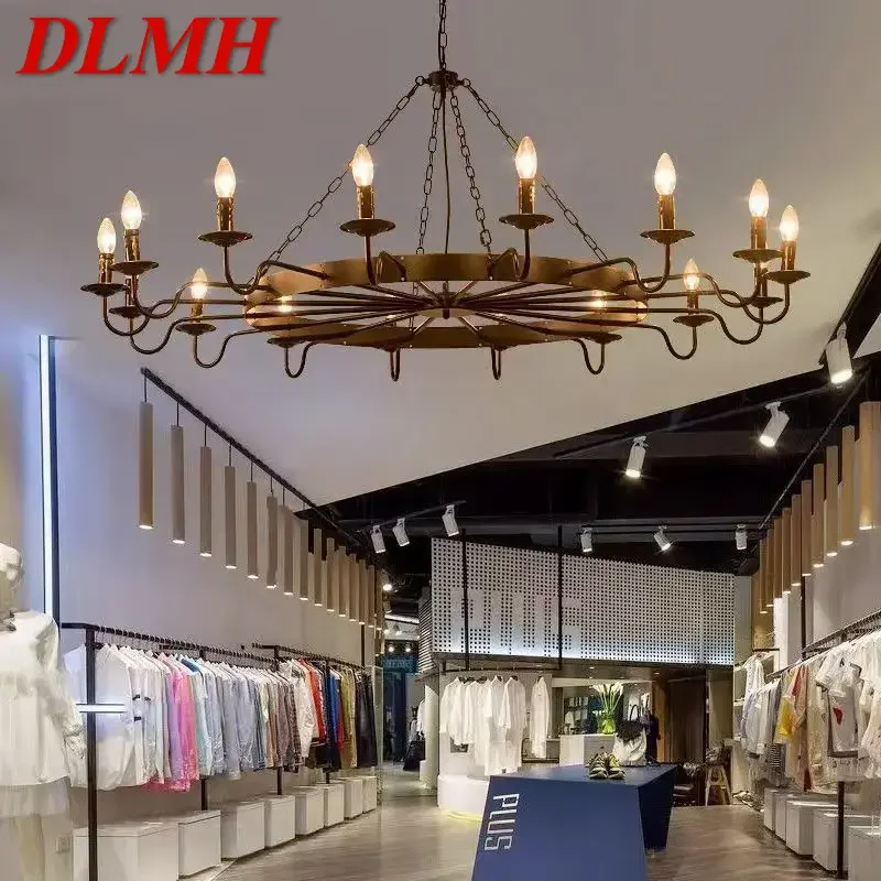 DLMH American Retro Pendent Lamp Industrial Wind Living Room Restaurant Homestay Loft Clothing Store Cafe Bar Box Chandelier