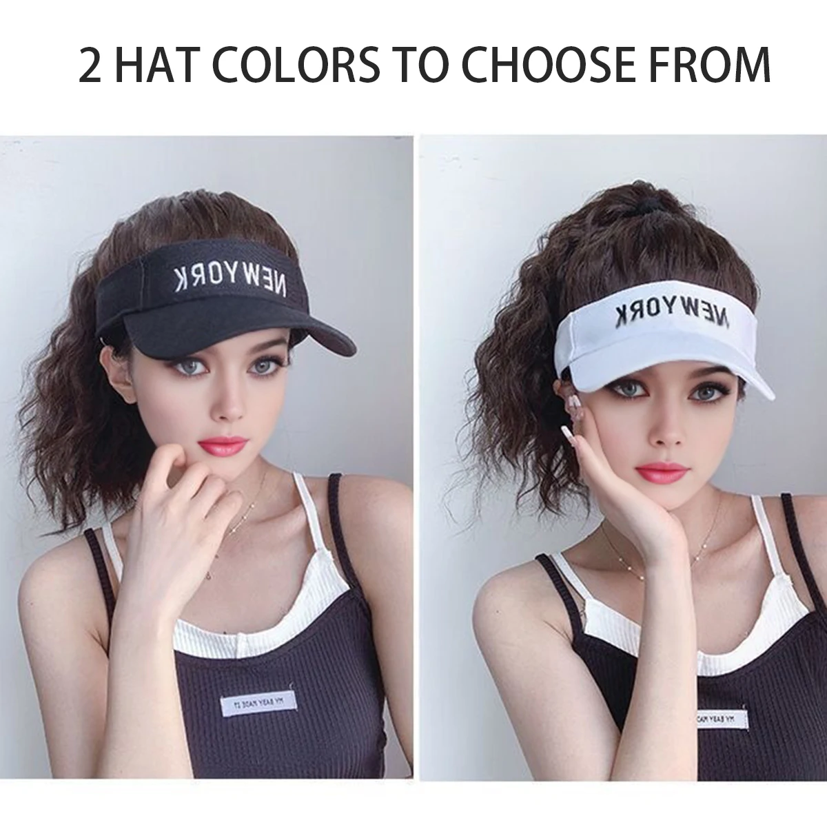 Synthetic Adjustable Cap Wig Hair Extension Black Curly Ponytail Cheap Wigs On Sale Clearance Woman Hat For The Sun Sporty