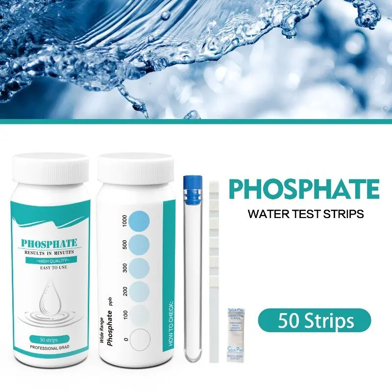 Yieryi 50pcs Phosphate Test Strips 5-Minute Rapid Check 0-1000ppb Water Quality Tester for Aquarium Pool Garden Drinking Water
