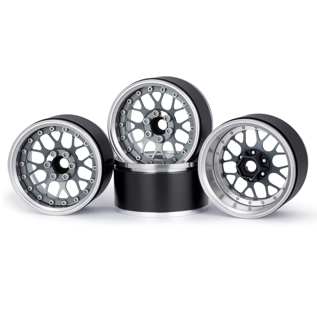 Juego De 2 Llantas Beadlock De Aluminio 2.2 Pulgadas – 35 Mm Para Coches RC 1/10 Como TRX-4, SCX10 Y Redcat, Hexágono De 12 Mm