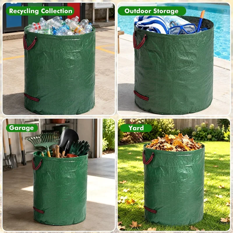 DT16 Reusable Yard Waste Bags, 72 Gallon Stand-Up Lawn Bags for Leaves Grass Clippings, Heavy Duty Tear Resistant, 3-Pack