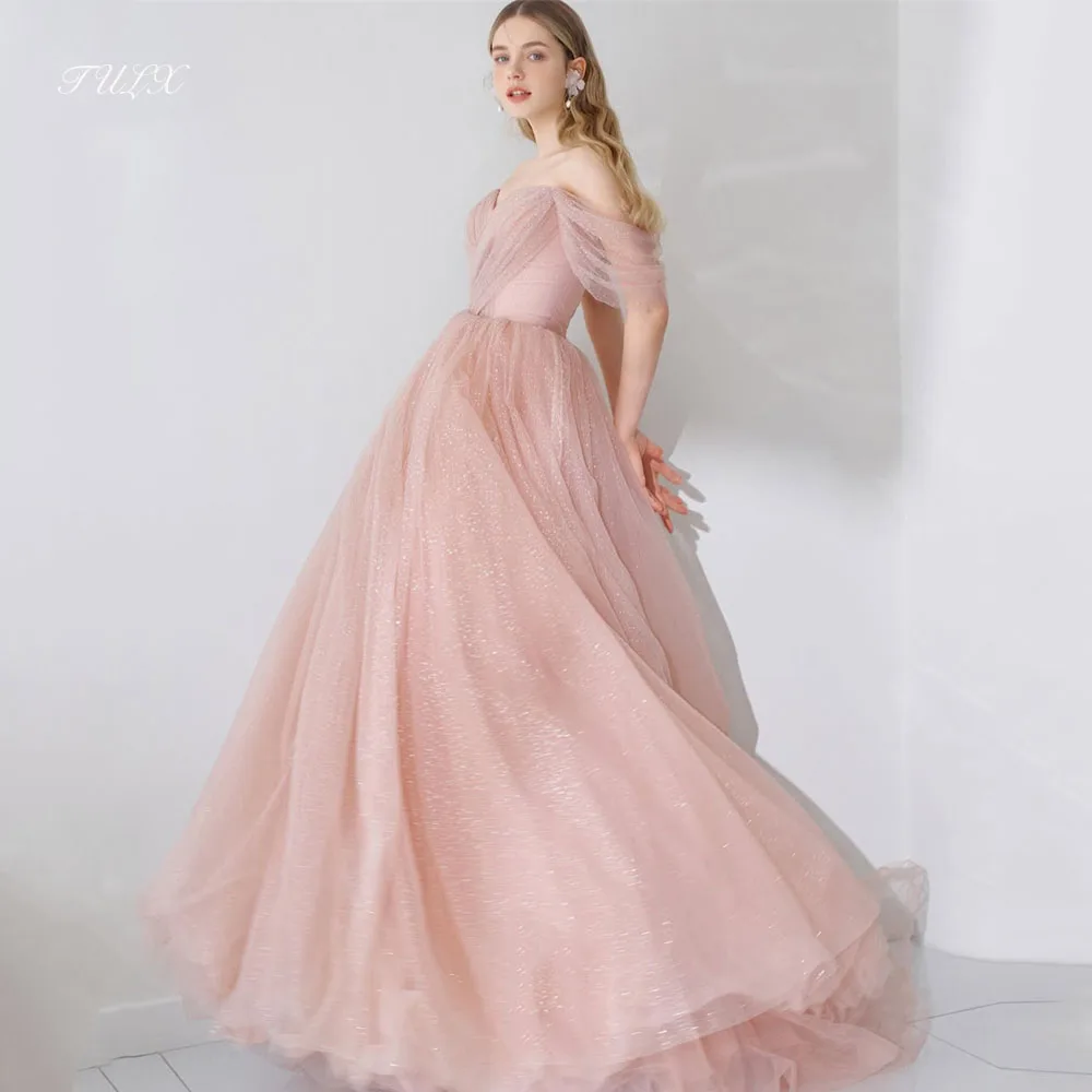 

TULX Fairy Sparkly Tulle Evening Dress Korea Wedding Photo Shoot Sweetheart Off Shoulder Party Dress Corset Long Customized 2025