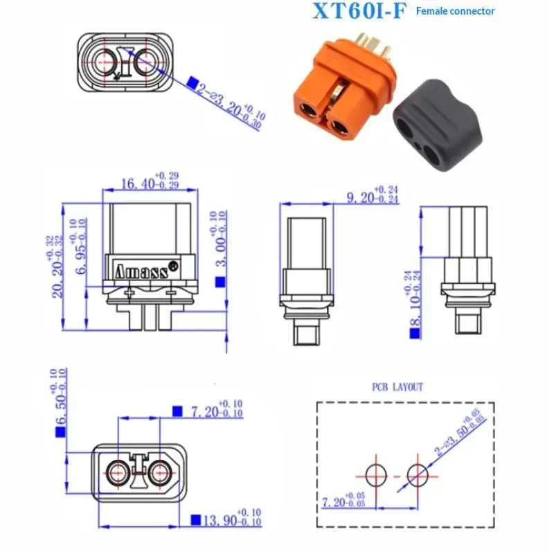 AMASS XT60I-F Connector Male Female 2+1 Signal Pin Plug Durable Anti-loose for RC Car Lipo Battery Connection Parts