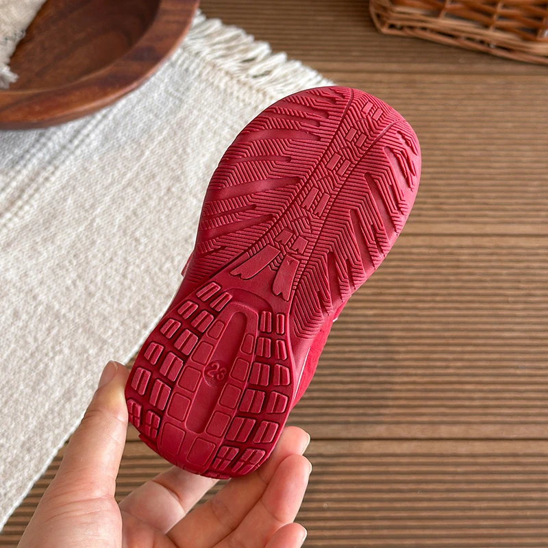 Kleinkind-Sneaker für Mädchen, Kinder-Freizeitschuhe mit Klettverschluss, weiche Sohle, Klettverschluss-Laufschuhe für kleine Mädchen, Rot/Weiß/Gelb – Detail 7