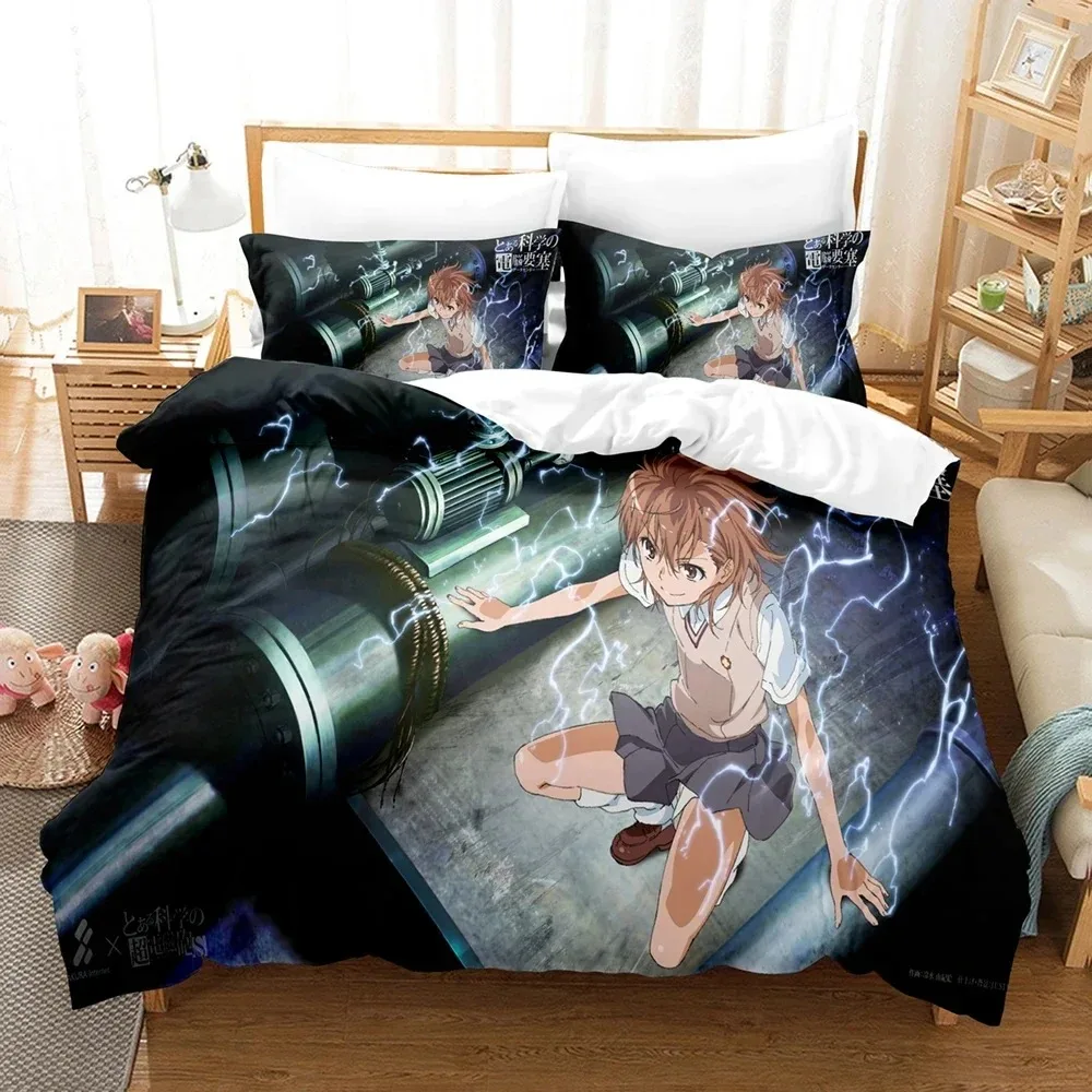 

Anime Certain Scientific Railgun Misaka Mikoto Bedding Set Boys Girls Twin Queen Size Duvet Cover Pillowcase Bed Kids Adult