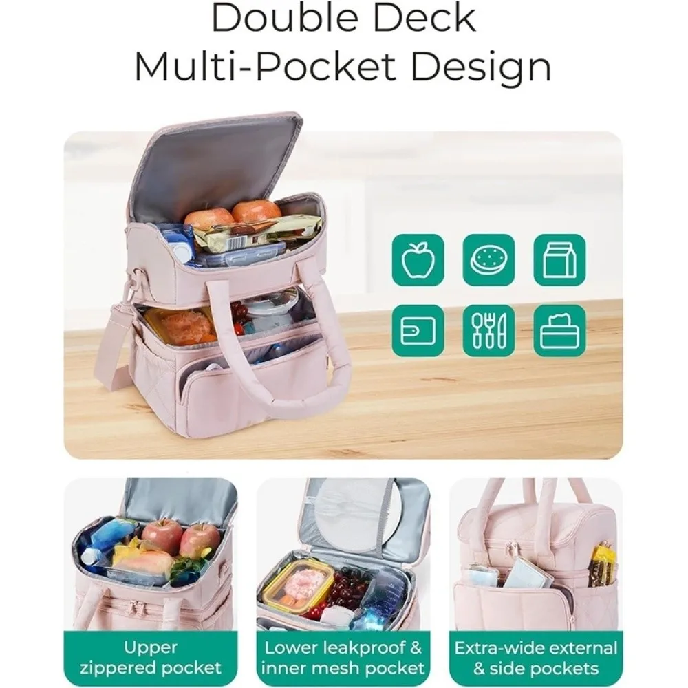 

Tumbler Compartment Lunch Bag Double Layer Heat Preservation Picnic Bag Waterproof Thickened Insulated Bag Lunch Carrying