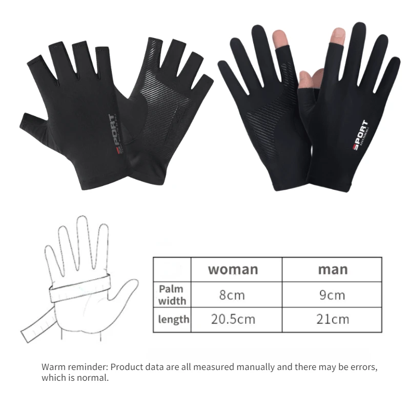 1 Pair Outdoor Sport Fishing Gloves Touch Screen Thin Anti Uv Protective Gear Motorcycle Racing Gloves Ice Slip Breathable