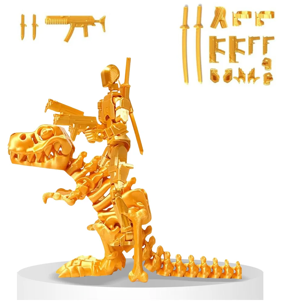 T13 Action Figure and Dinosaur Mount Set 3D Printed Robot Dummy and Dinosaur Set 3D Printed Robot Action Figure Dragon Set