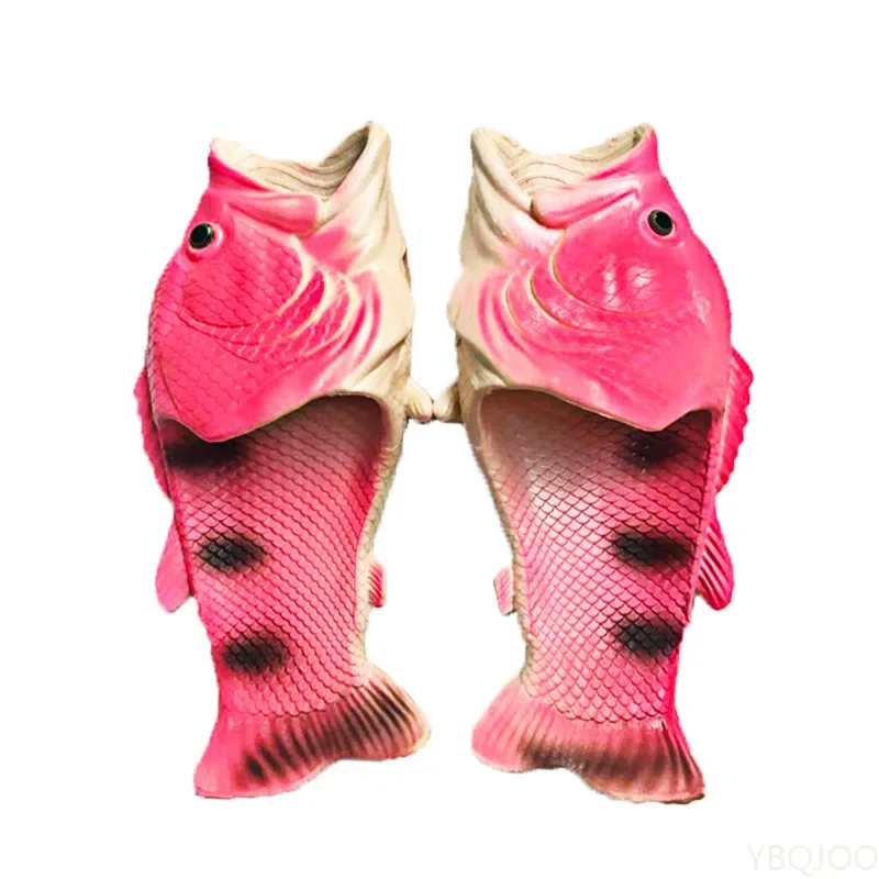 Pantoufles de poisson drôles pour hommes, chaussures de famille, sandales parent-enfant, grande taille 24-47, chaussures de plage d'été, pantoufles unisexes pour garçons, 2022