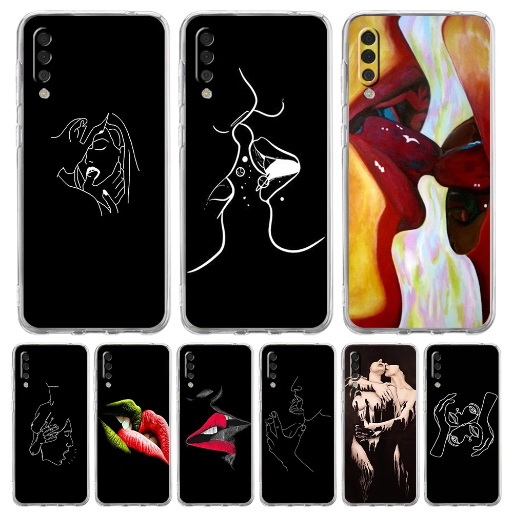 

Abstract Line Sexy Couple Body Transparent Phone Case for Samsung Galaxy A12 A50 A52 A70 A40 A10 A20 A30 A02 A03S A04 Cover Bags