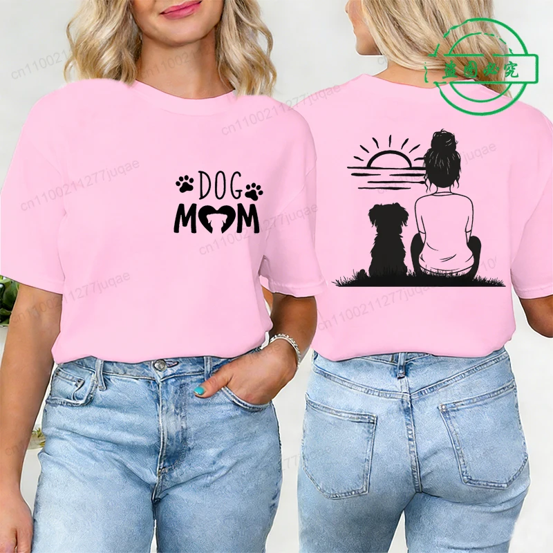 Dog Mom Print Clothing Mama Women T-Shirt Fashion Casual Short Sleeve Tops Novelty T Shirt Minimalist Graphic Aesthetic Clothing