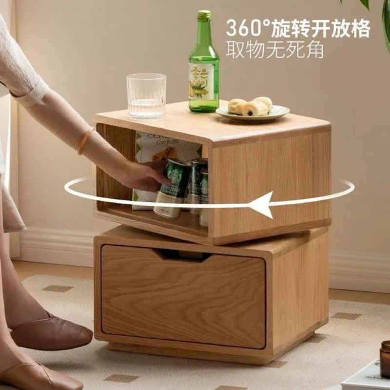 #For All solid wood oak cherry wood edge sofa side cabinet corner table floor-to-ceiling rotating coffee table bedroom storage